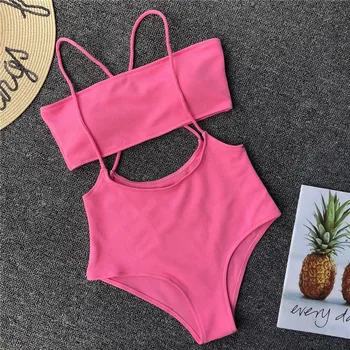 

Suspenders Swimwear Women Sexy Bandeau Swimsuit Monokini 2020 Bikini push up Badpak Trikini Mujer Banador Biquini Maillot femme