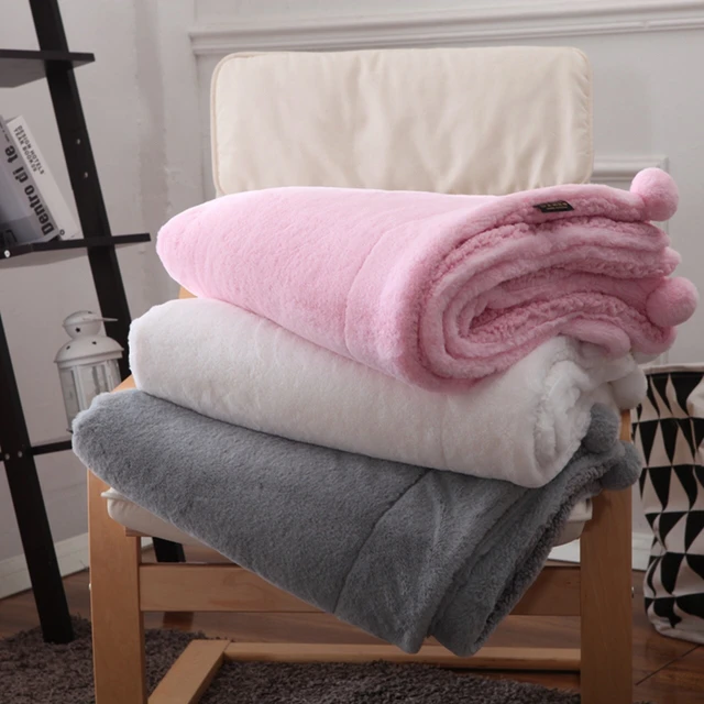 Hot Europe Style Faux Rabbit Fur Blanket Super Warm Sherpa Plush Hot Europe Style Faux Rabbit Fur Blanket Super Warm Sherpa Plush Double Sided For Sofa