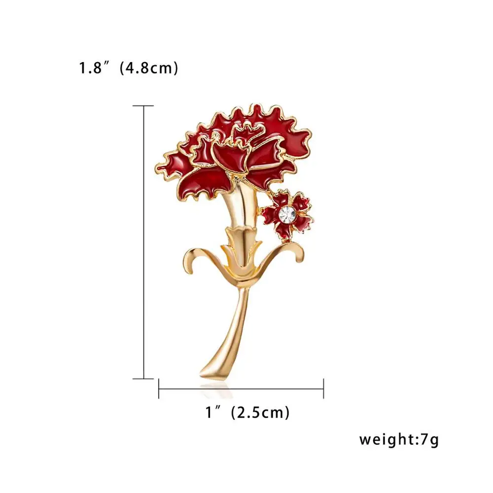 Брошь на день матери, подарок, Красная эмаль, кристалл, бант, брошь в виде гвоздики, в форме цветка, Женская Брошь, шикарная одежда, ювелирные изделия, аксессуары, ремесло - Окраска металла: 19