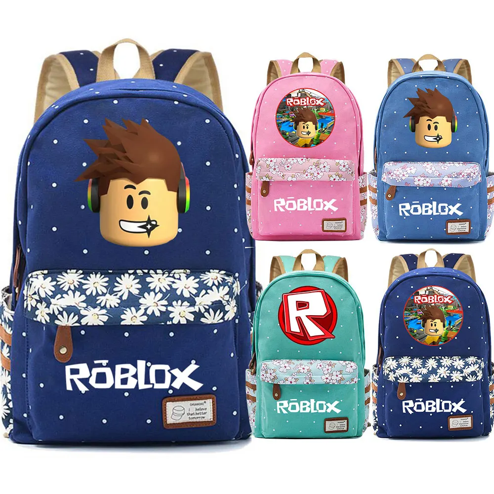 

Fashion Games Head Roblox Flowers Polka Dot Boy Girl School bag Women Bagpack Teenagers Schoolbags Canvas Femme Mini Backpack