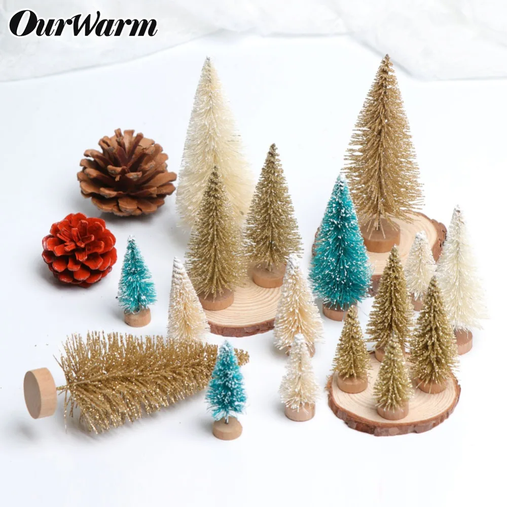 

OurWarm 8pcs Mini Christmas Tree Desktop Decorations New Year Party Supplies Kids Gifts 3Colors DIY Fake Christmas Tree