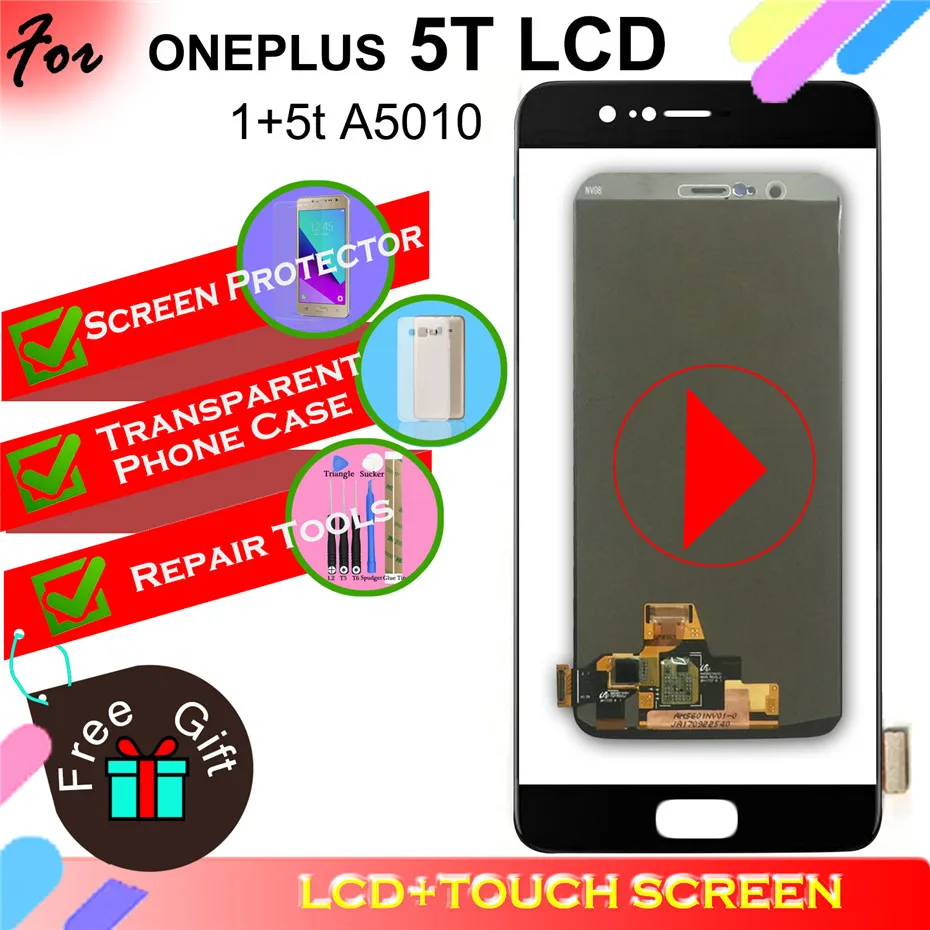

6.01" LCD Display For OnePlus 5T A5010 Touch Screen Digitizer Panel Replacement Accessory Parts 2160x1080