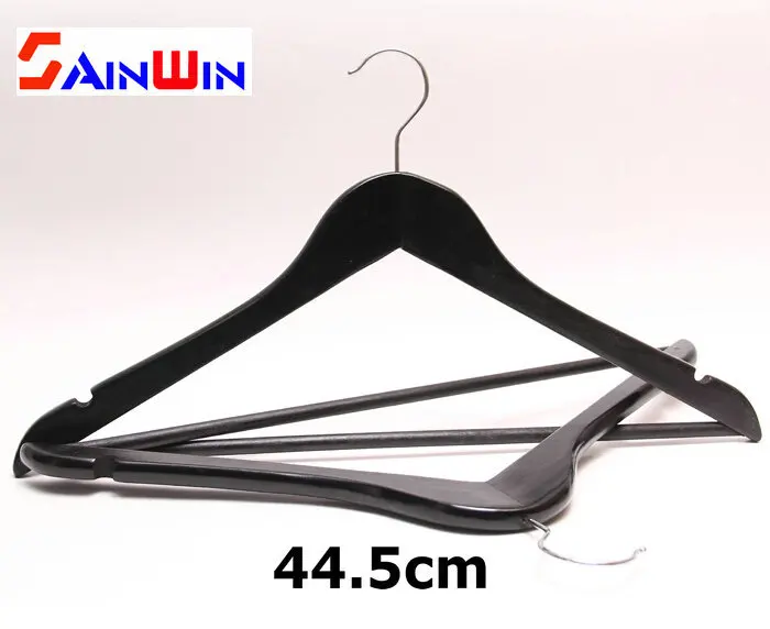 Sainwin 5pcs/lot New Arrival 44.5cm Wood Coat Hanger Black Clothes Pegs
