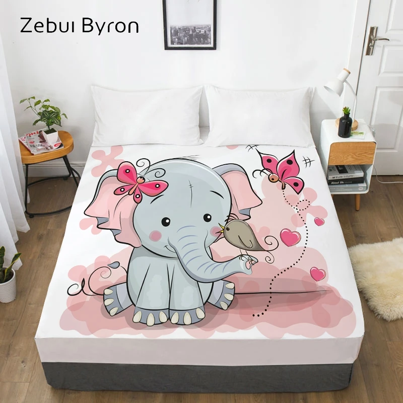 3D HD Cartoon Bed Sheet With Elastic,Fitted Sheet for Kids/Baby/Child/Boy/Girl,Animal zoo Mattress Cover Custom/160x200