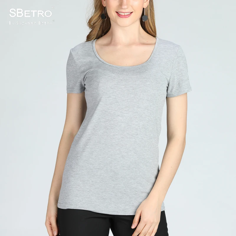 

SBetro Casual Top T-shirts Ladies Knit Scoop neck Slim Fit Short Sleeve Summer Basic Tee Shirt Women Tunic Tops