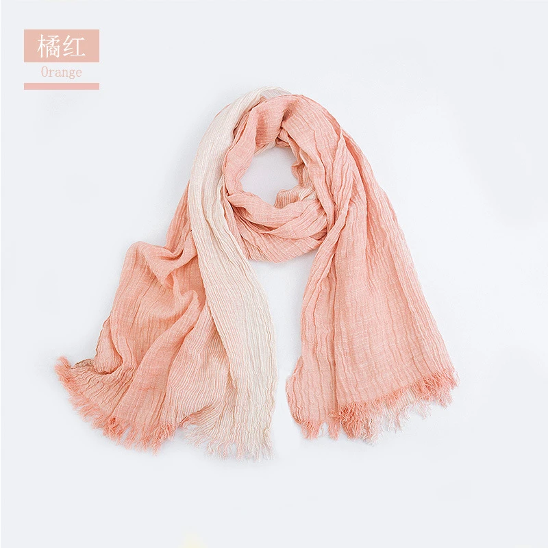 mens blanket scarf Unisex Men Women Ombre Shawl Spring Summer Cotton Blend Gradient Scarves Hijab Casual Male Scarves Crinkle Global Scarf YG367 mens linen scarf