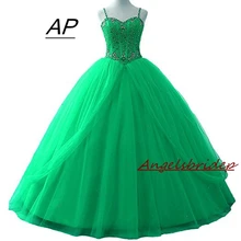 ANGELSBRIDEP пышные платья Vestido 15 Anos модные бретельки Бисероплетение лиф длина до пола милые 16 Платья для танцев