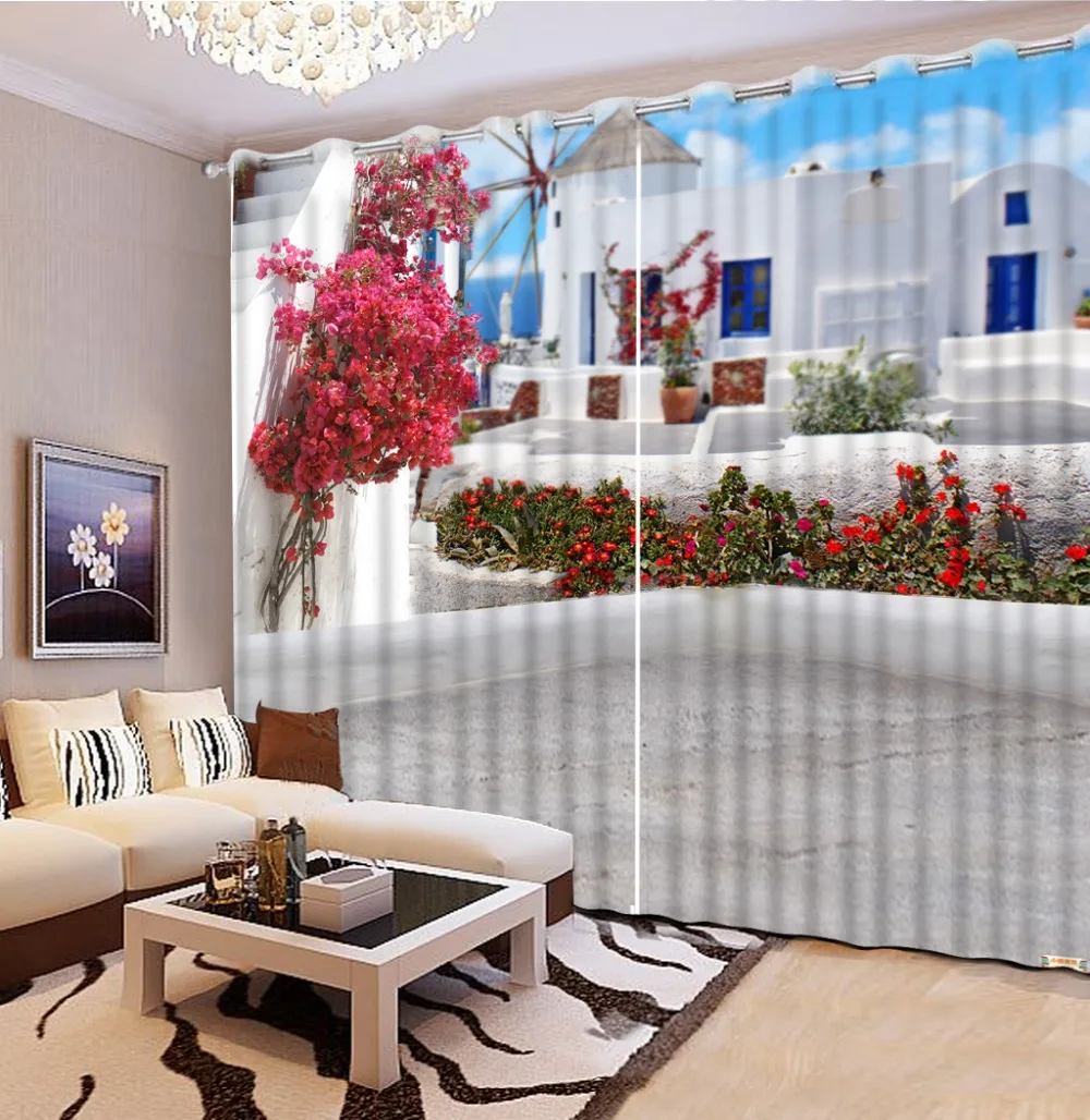 Top Classic 3D European Style window curtain living room cotton window