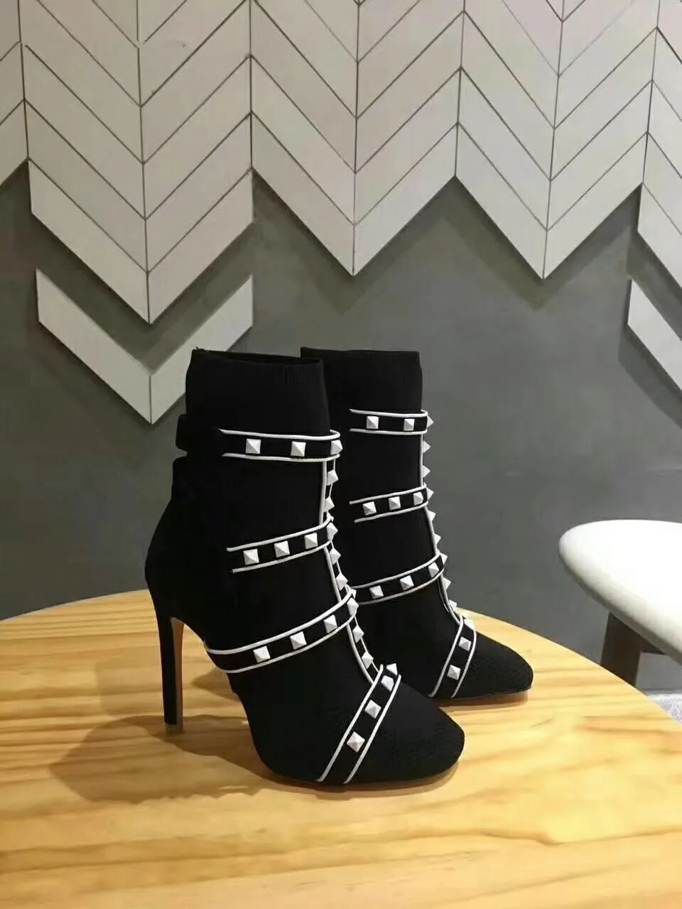 Femenino Botas Tejer Alta 3 Calcetines 1 Sexy Mujeres Botines Telas Mujer Kwok Ch Calidad Corto Bombas Zapatos 2 Prom fOqY4SOzw