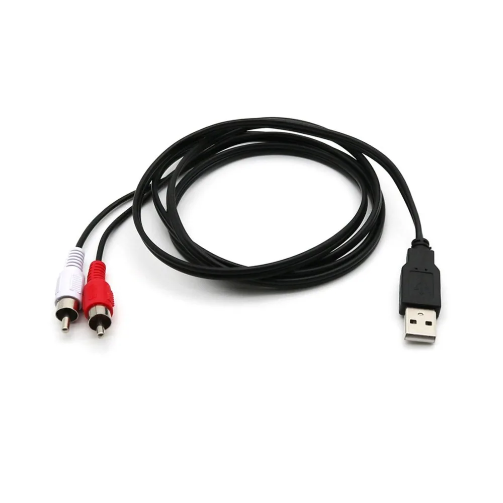 Портативный USB A штекер 2X RCA Phono AV кабель Ведущий ПК ТВ Aux аудио видео адаптер к 2RCA