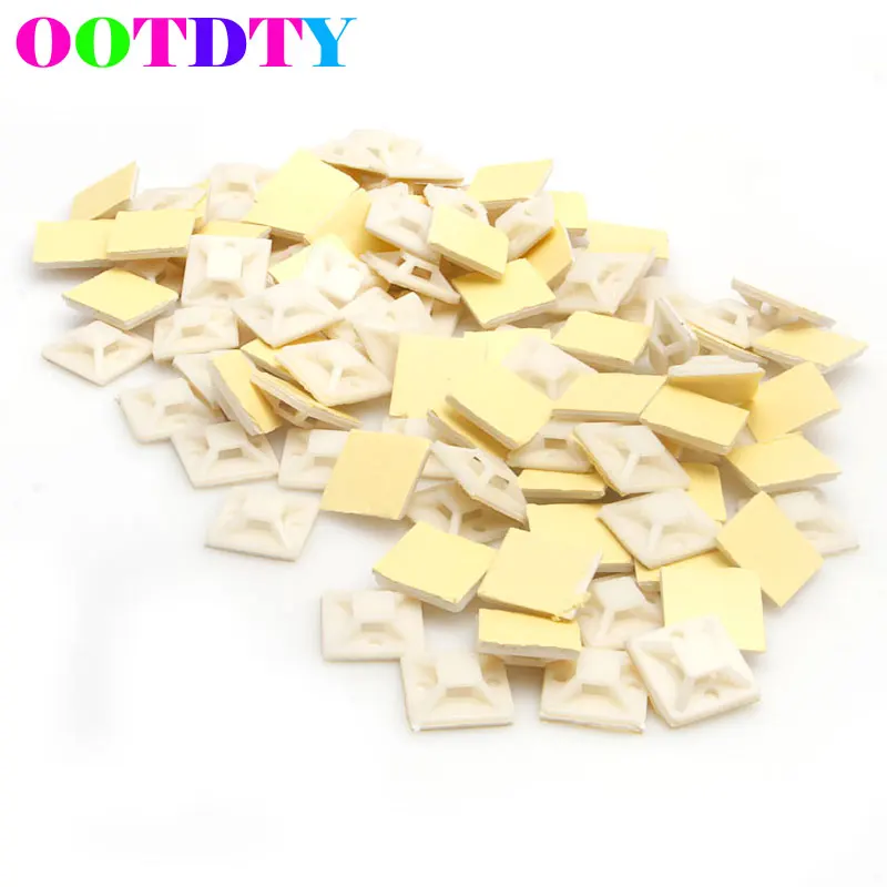 

100pcs/lot Nylon Self Adhesive Cable Zip Tie Mounts Mounting Base Clamps 20*20mm