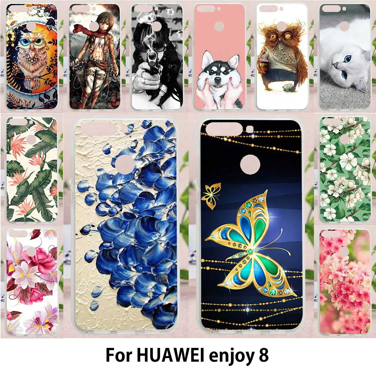 

TAOYUNXI Cases For Huawei Honor 7C pro LND-L29 5.99" Nova 2 Lite Y7 2018 Silicone Back Cover Enjoy8 Painting Patterned Back Bags
