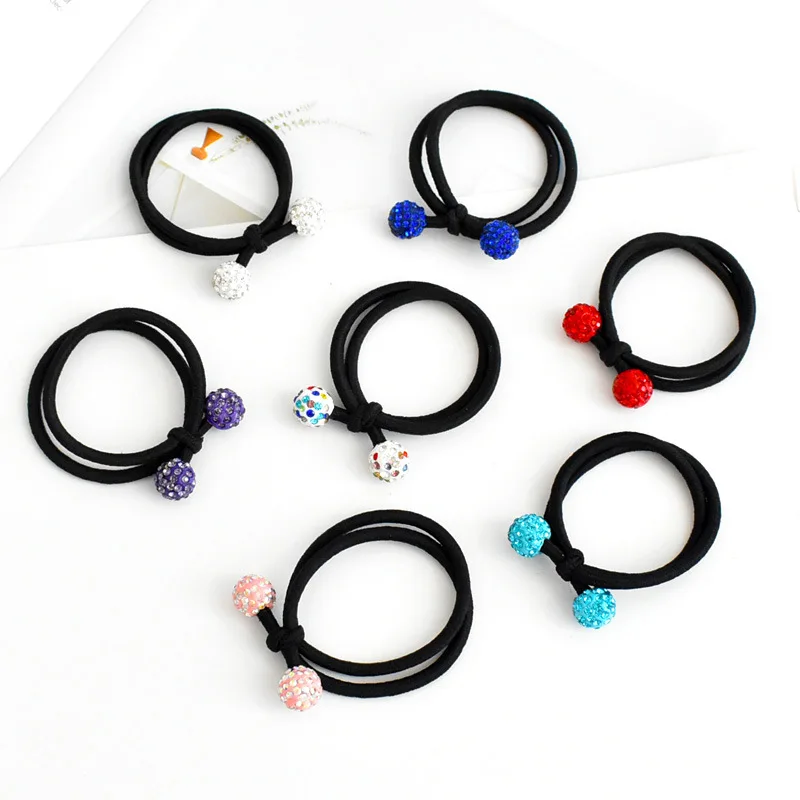 

Drill ball and tie the knot hair ring, girl hair ornament does not hurt hair, high elastic rubber band