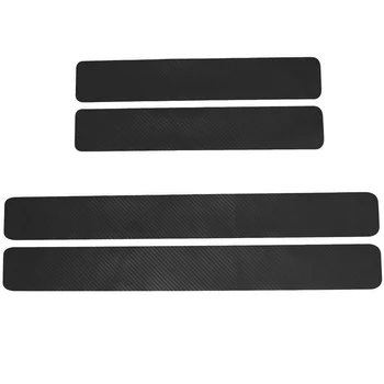 

Hot 4Pcs Carbon Fiber Car Door Still Scuff Pedal Protector Sticker Panel Entry Guard with Scraper BX