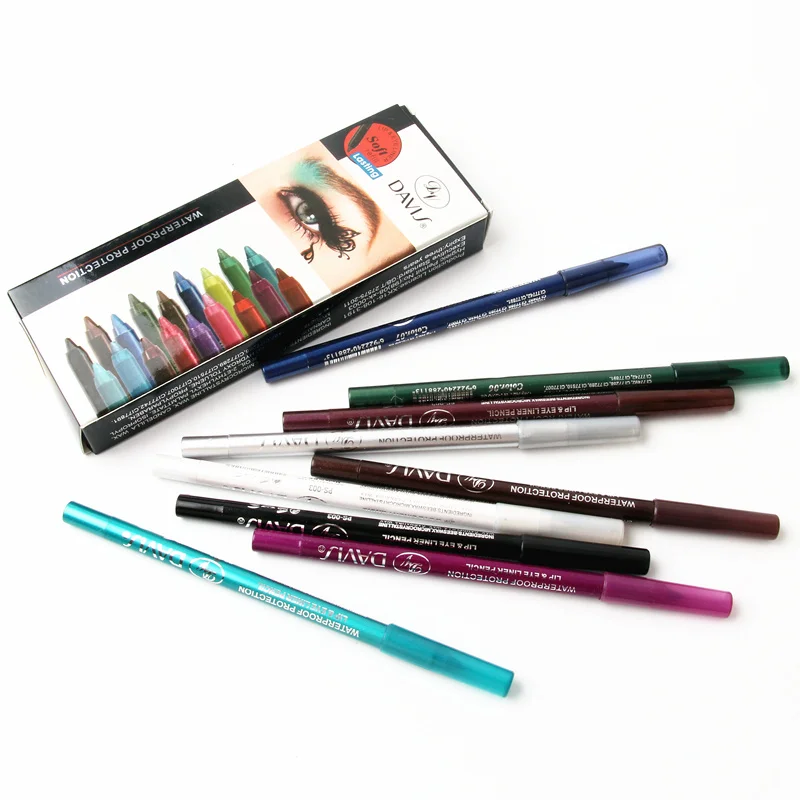 Профессиональные цветные карандаши для глаз, водостойкие, 12 цветов, пигмент, серебристый, белый, мерцающий цвет, подводка для глаз-карандаш, дешевый макияж