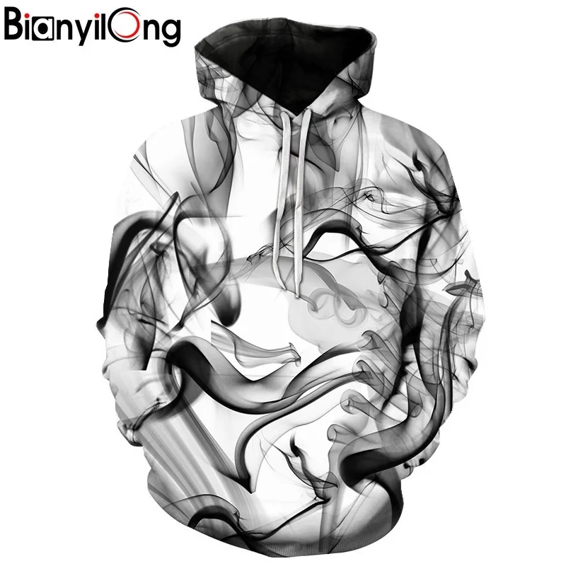 BIANYILONG New Fashion Men Women 3d Sweatshirts Print Watercolor Dreamy Smoke Lines Thin Style Autumn Winter