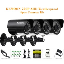Kkmoon AHD 720 P всепогодный CCTV набор камер IR CUT color CMOS домашняя система безопасности 4 цилиндрическая камера для системы видеонаблюдения