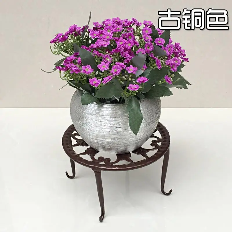NoEnName_Null European iron single layer Pot Trays fashion indoor landing flower stand quality bronze/white/black pure color ir