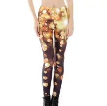New Women Slim Sexy Leggings Trousers Girls Yoga Fitness High Elastic Tights Nine Points Golden Diamond 3D Digital Print Pants