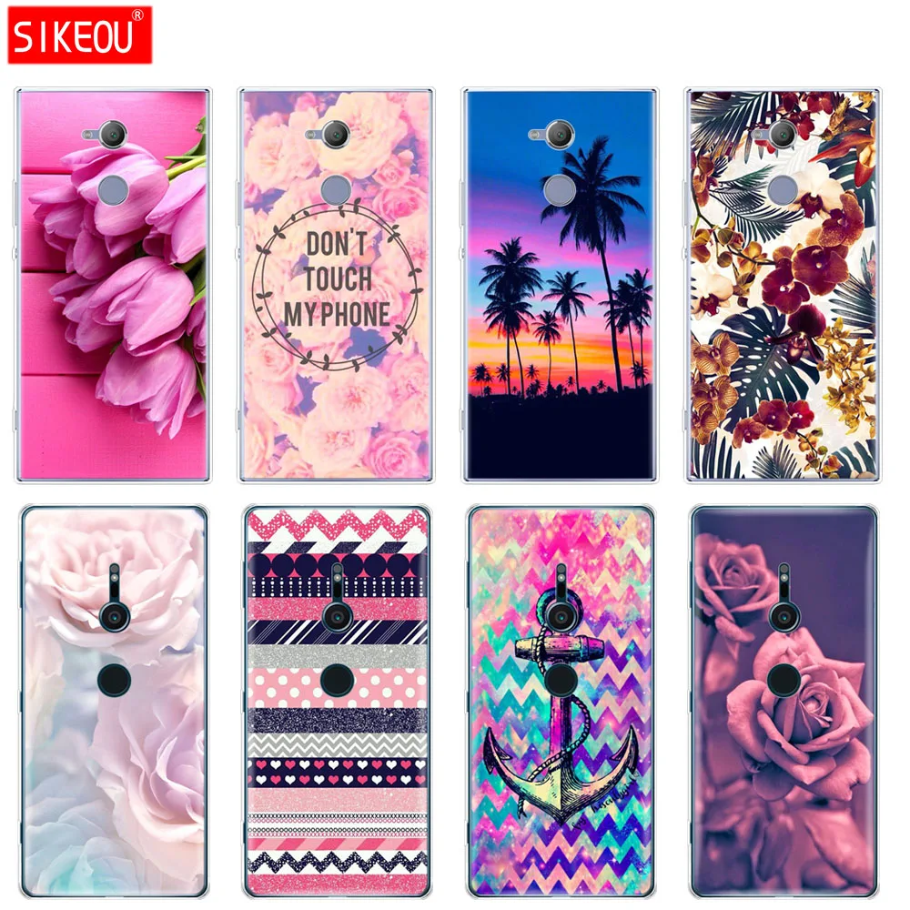 Силиконовый чехол для телефона sony xperia XA1 XA2 ULTRA PLUS L1 L2 XZ1 XZ2 compact XZ PREMIUM PINK FLOWER GIRL RAINBOW |