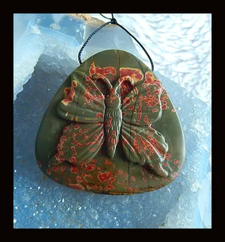 

Natural Carved Butterfly Multi-colors Picasso Jasper Pendant,Semifinished jewelry pendant,48x47x9mm,34.5g
