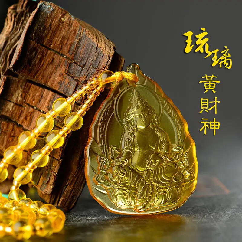 52,5x40 мм Будда глазурованная капля ожерелье 65 см длина цепи ожерелье высокое качество - Окраска металла: Yellow Jambhala