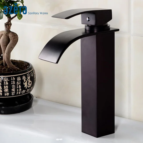 

Retail and Wholesale Bathroom Basin Faucet Single Hole Deck Mounted Tall Waterfall Square ORB Washbasin Tap AT3306HOB
