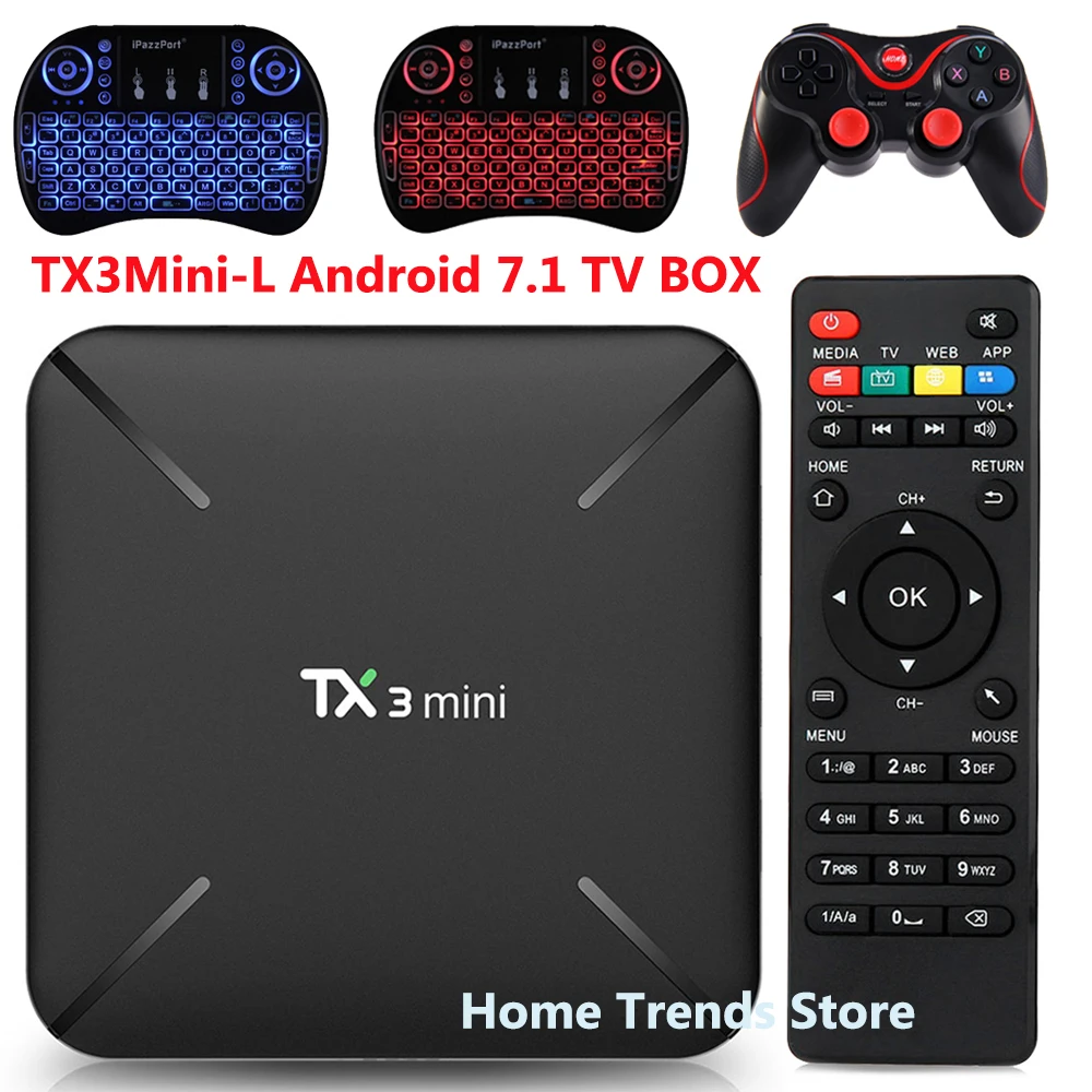 ТВ приставка TX3 mini L Android 7 1 ОС четырехъядерный 1G 8G 2G 16G Amlogic S905W 2 4 ГГц WiFi Bluetooth HDMI