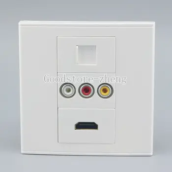 

Wall Face Plate 3RCA AV + HDMI +RJ45 Cat5 Networ Socket Assorted Panel Faceplate
