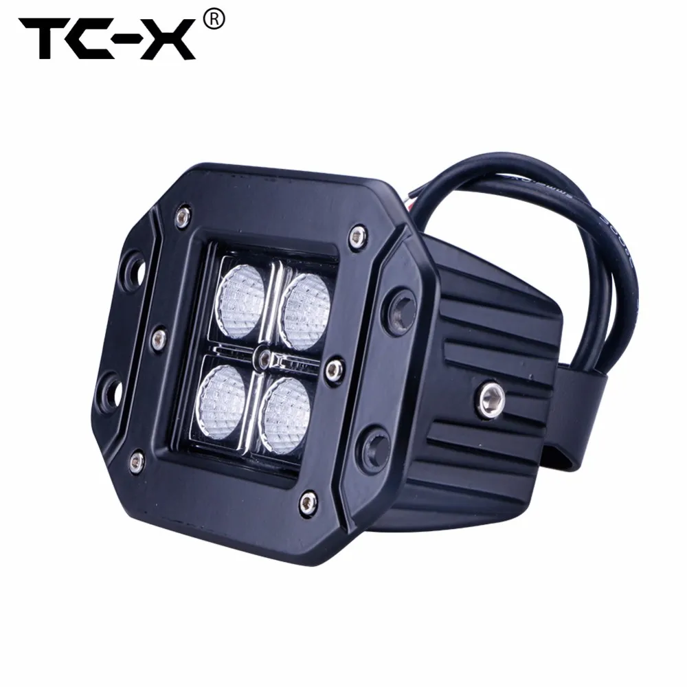 TC-X US Wholesale 2pcsLot 12W LED Work Light Car Styling Flood Offroad Light for Truck Flush Mount External Light Truck Tractor
