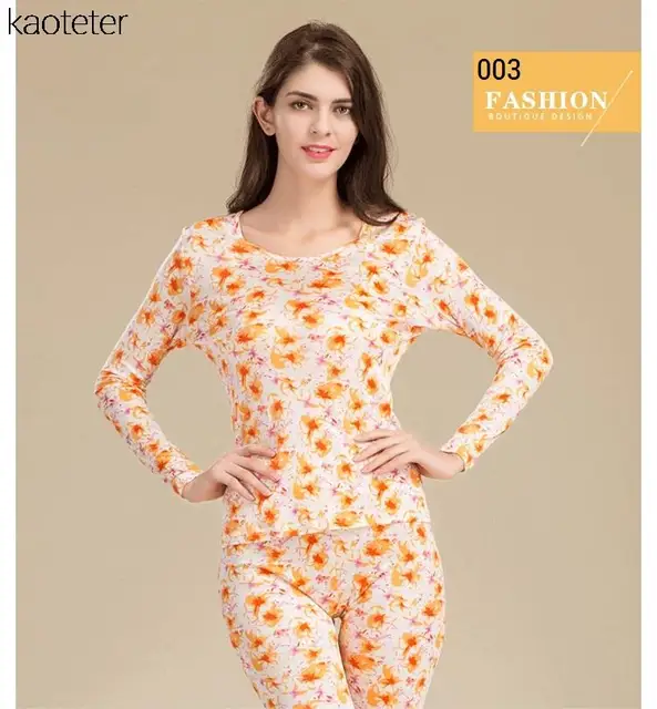 100 Pure Silk Women's Long Johns Sets Ladies Warm Clothing Femme