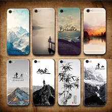 Landscape Scenery Case For Iphone 7 8 6 6S Plus Mountains Bamboo Sea Deer Cat Nature View Hard Back Cover Iphone7 7plus