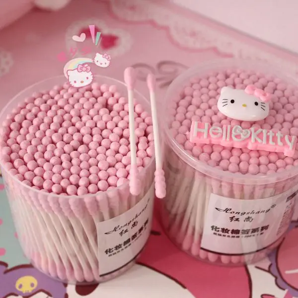 

200pcs/pack.Pink Kitty Disposable Cotton Swab.Double Head Ended Clean Cotton Buds Medical Health Make Up Beauty Ear Clean Tools