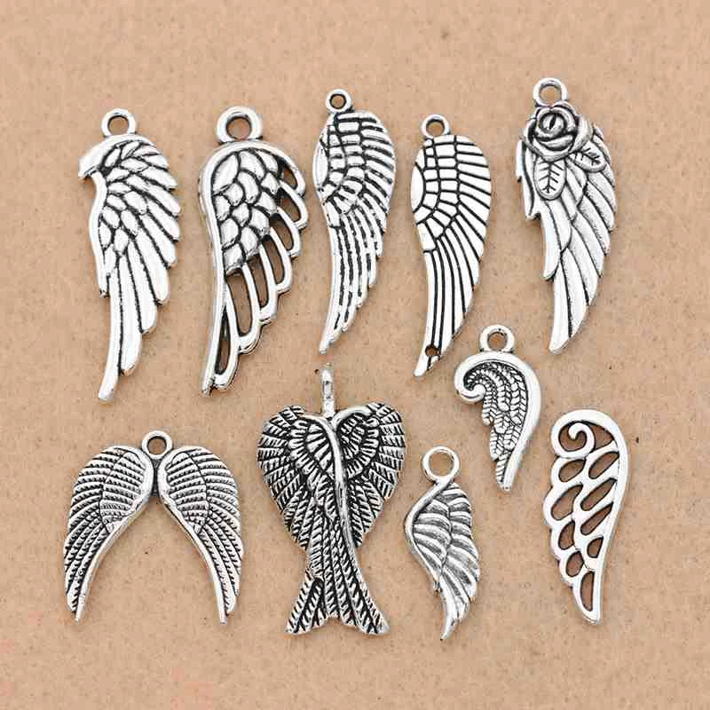 6 NEW Angel Wings Charms Turquoise Tibetan Silver Pendentifs Rétro 18x22mm