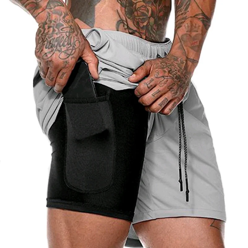 2019 Fashion Men's 2 in 1 Running Sports Shorts Quick Drying Breathable with Built-in Pocket Liner PO66 2019 Fashion Men's 2 in 1 Running Sports Shorts Quick Drying Breathable with Built-in Pocket Liner PO66