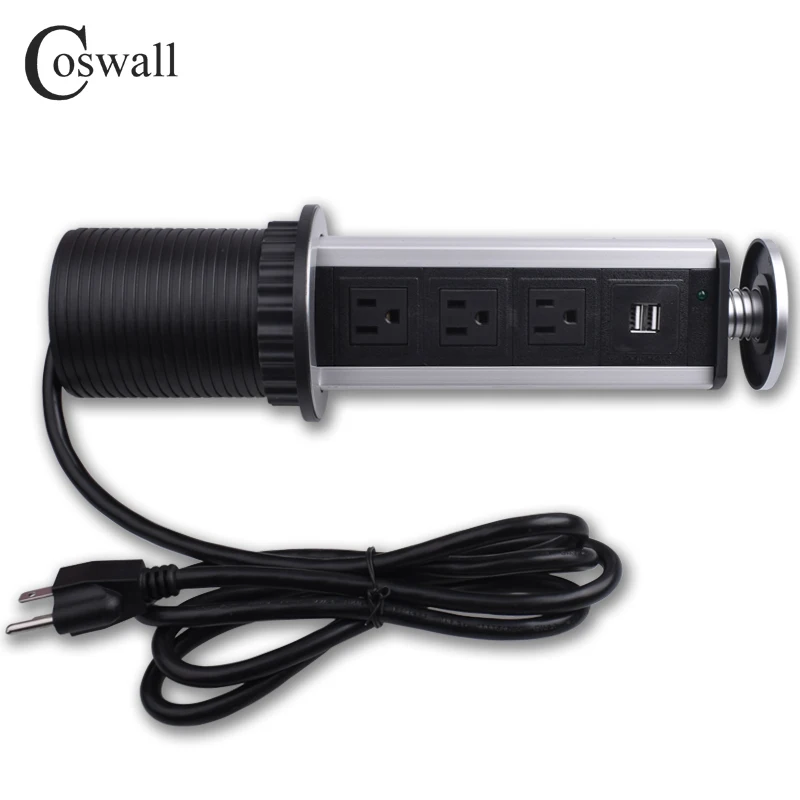 COSWALL 15A PULL POP UP 3 power US Socket 2 usb порт для зарядки кухонные настольные розетки выдвижные столешницы столешница