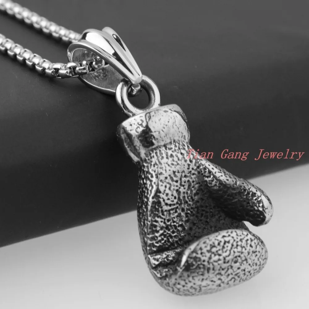Silver Rocky 3D Boxing Glove Charm Stainless Steel Men's Pendant