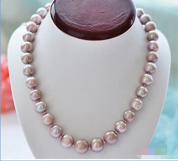 

Free shipping@@@@@ P3825 REAL 17" 14mm ROUND PURPLE FRESHWATER PEARL NECKLACE