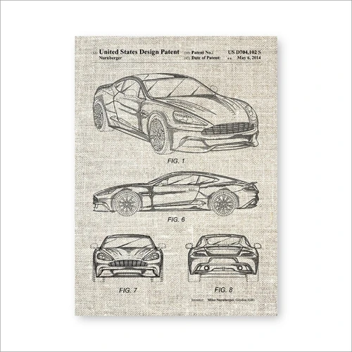 PH4007 Roadster патент печатает фермерский дом произведение искусства спортивный автомобиль холст стены Искусство декоративный комнатный плакат винтажный рисунок картины подарок - Цвет: PH4007