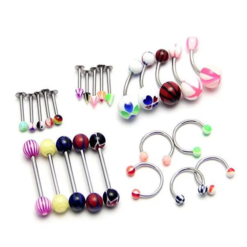 316L surgical stainless steel Assorted 25pcs 16G 14G Ring Bar Body Jewelry JW458body jewelry