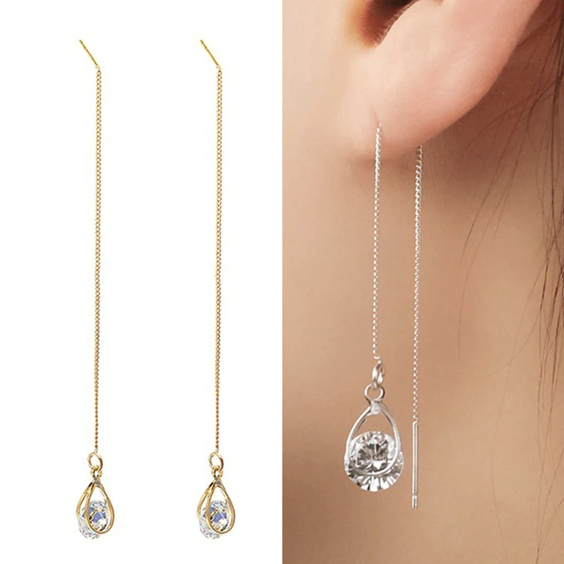 

Silver Color Ear Line Female Tassel Super Long Earrings Korean Personality All-match Earrings Boucles D'oreilles Brincos