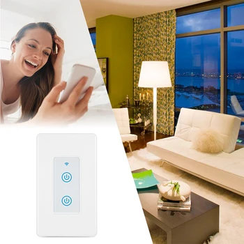 

Switch Alexa Voice Smart Wifi Switch US Mobile APP Remote Control LED Button Google Home Modern Support English German Switch