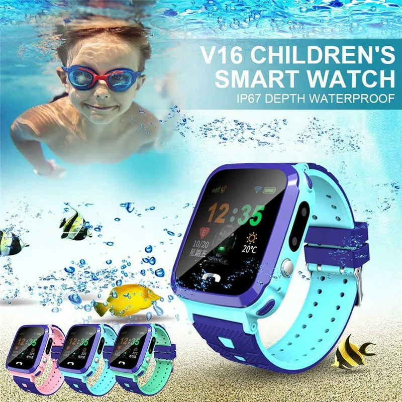 

V16 Children's Smart Watch GPS GSM Locator Tracker SOS Call Phone SIM Two Way Conversation Kids Phone Watch Kids Gift
