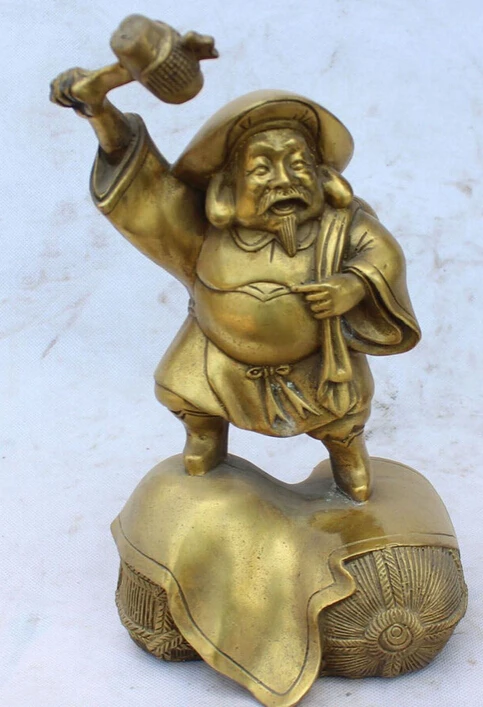 

xiuli 002377 10 Chinese Tibet Buddhism Bronze Mahakala Wrathful Deity Buddha Hold Drum Statue