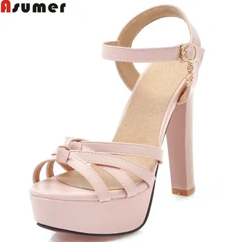 

ASUMER 2020 fashion summer new arrive shoes woman elegant buckle platform super high heels sandals big size 33-43