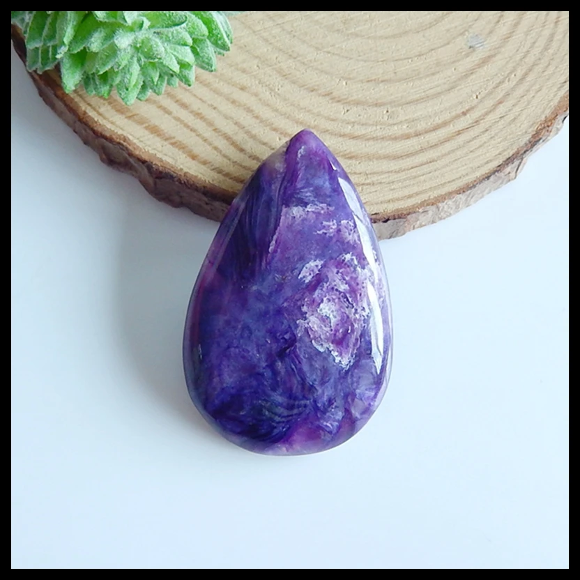 

Semiprecious stone jewelry wholesale gemstone,Natural Charoite diy necklace pendants Cabochon,46x29x7mm,14.4g