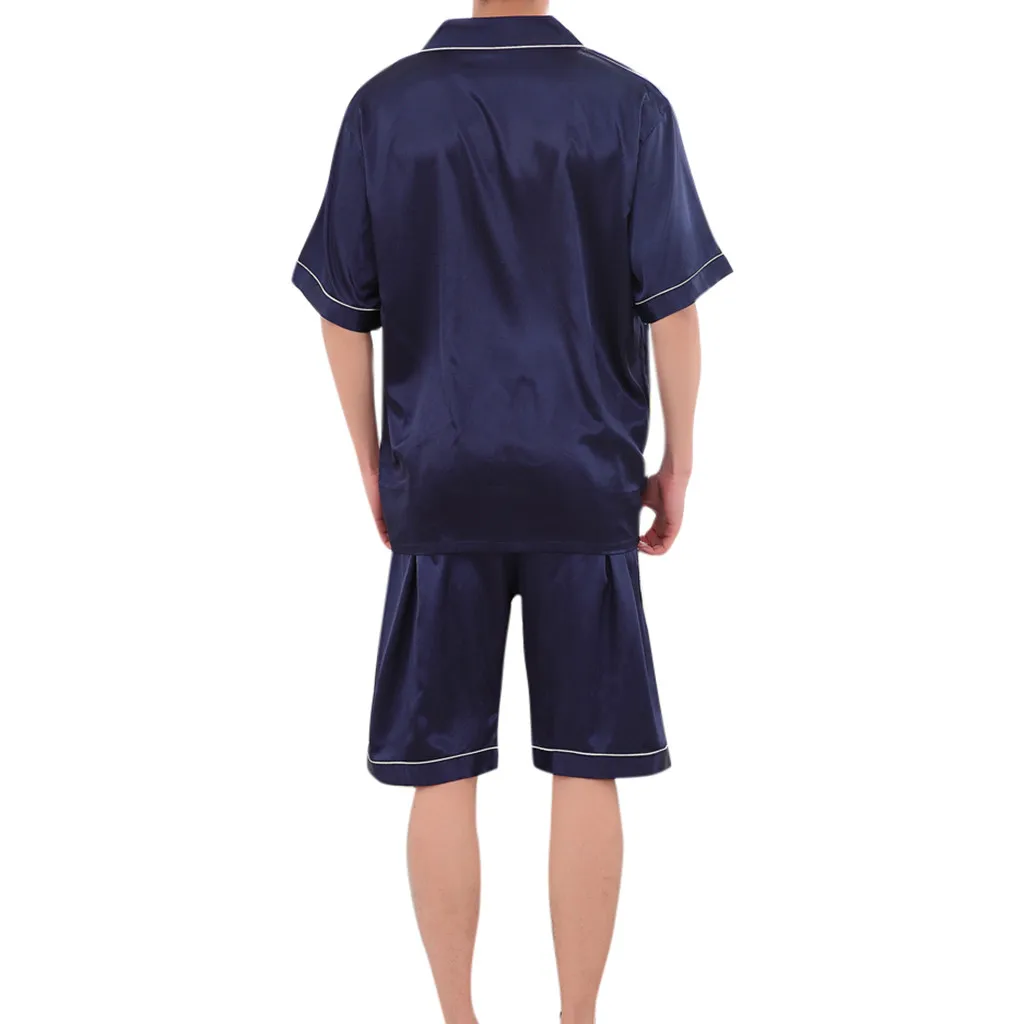 Men's Casual pijama hombre Spring Pure Color sleepwear men Home T-shirt& Shorts Male Pyjamas Set vetement