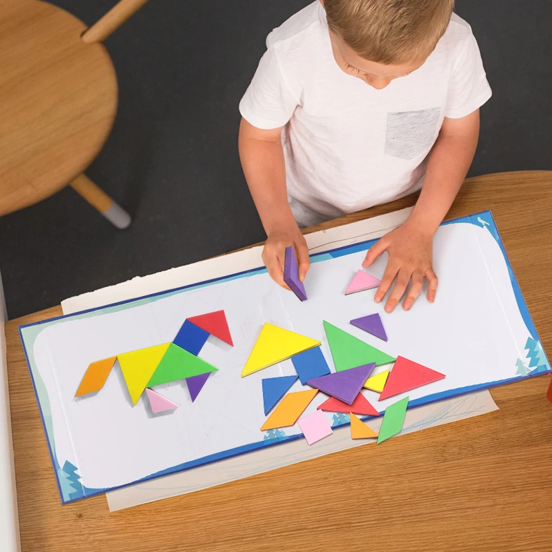 Магнитный Интеллектуальный Развивающий пазл Игрушки Tangram 7 шт. 3D из ЭВА