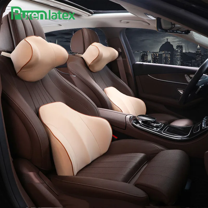 

Quality 2 Pcs Car Seat Waist and Neck Support Pillow Set Auto Memory Foam Headrest Back Cushion Spine Protect Orthopedic Cushion