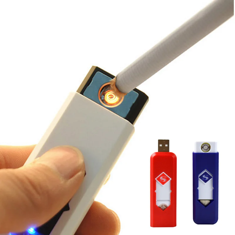

2017 New Mini Convenien USB-Stick Lighter Rechargeable Electronic Lighter Super Man Cigarette Accessories Turbo Plasma Lighter